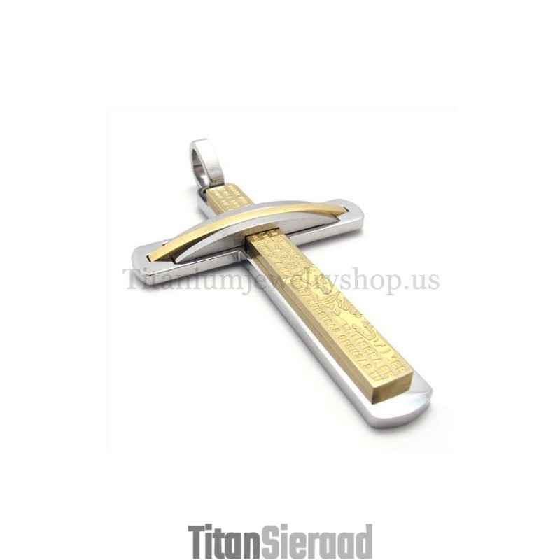 Twee Lagen Gouden Mode Titanium Kruis Hanger