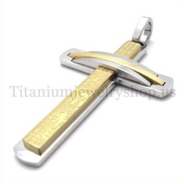 Twee Lagen Gouden Mode Titanium Kruis Hanger