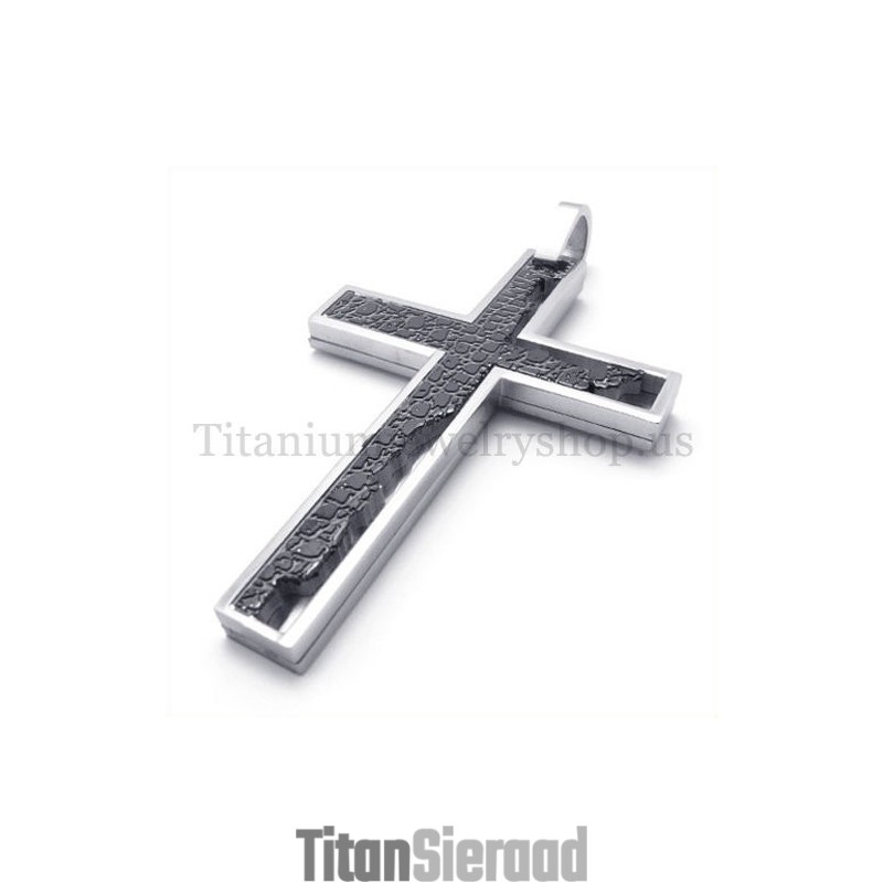 Zwarte Onvolledige Vulling Quadrate Titanium Kruishanger Zwarte Onvolledige Vulling Quadrate Titanium Kruishanger