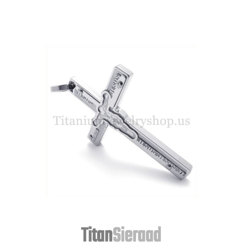 Gesneden Jezus Titanium Kruis Hanger