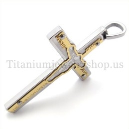 Gesneden Jezus Gouden Titanium Kruis Hanger