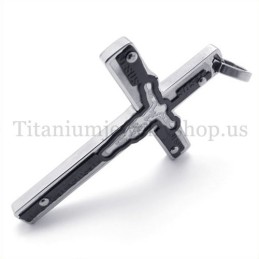 Gesneden Jezus Zwarte Titanium Kruis Hanger