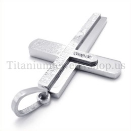 Twee Lagen Met Diamanten Bijbel Titanium Kruis Hanger