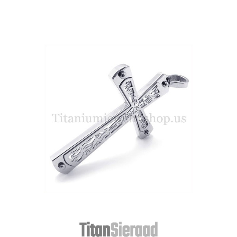 Ingebed Hol Kruispatroon Mode Titanium Kruis Hanger