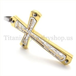 Gouden Ingebedde Holle Kruispatroon Mode Titanium Kruis Hanger