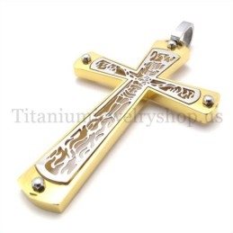 Gouden Ingebedde Holle Kruispatroon Mode Titanium Kruis Hanger
