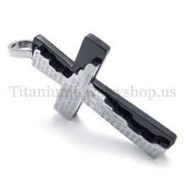 Zwarte Bijbel Twee Lagen Mode Titanium Kruis Hanger