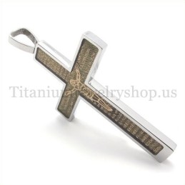 Gouden Gesneden Jezuspatroon En Bijbel Mode Titanium Kruis Hanger