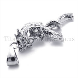 Opgerolde Draak Mannen Titanium Kruis Hanger
