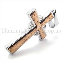 Mode Koffie Gouden Tweelaags Titanium Kruis Hanger