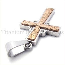 Mode Koffie Gouden Tweelaags Titanium Kruis Hanger