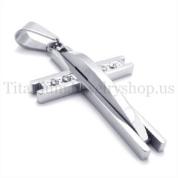 Zilveren Met Diamant Mode Titanium Kruis Hanger