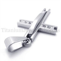 Zilveren Met Diamant Mode Titanium Kruis Hanger