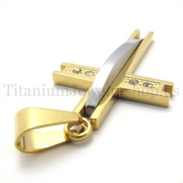Gouden Met Diamant Mode Titanium Kruis Hanger