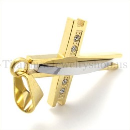 Gouden Met Diamant Mode Titanium Kruis Hanger