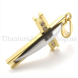 Gouden Met Diamant Mode Titanium Kruis Hanger