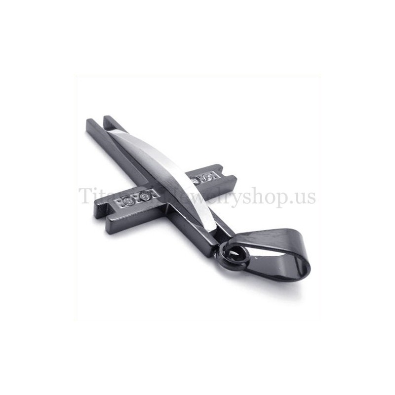 Zwarte Titanium Kruishanger Met Diamant Zwarte Titanium Kruishanger Met Diamant