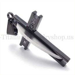 Zwarte Titanium Kruishanger Met Diamant