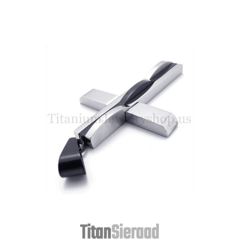 Zwarte Mode Titanium Kruishanger Voor Mannen Zwarte Mode Titanium Kruishanger Voor Mannen