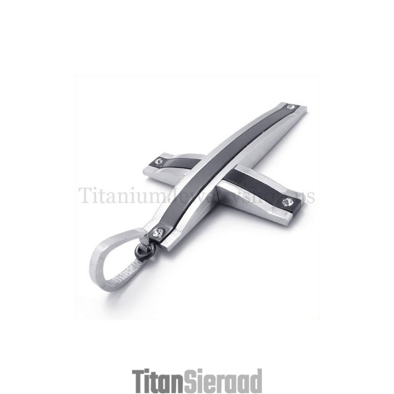 Zwarte Superstrakke, Modieuze Titanium Kruishanger Zwarte Superstrakke, Modieuze Titanium Kruishanger