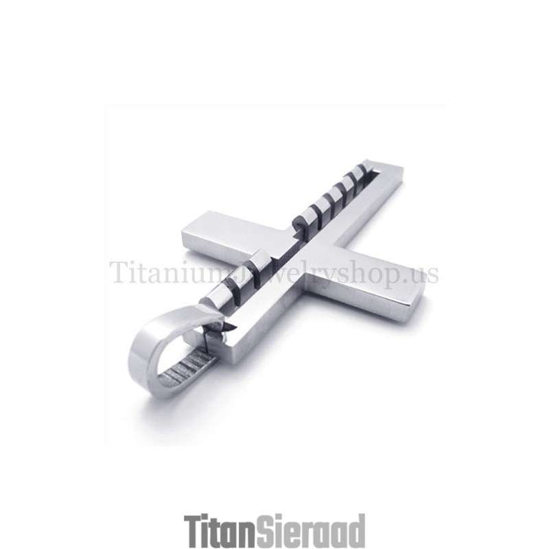 Zilveren Fashion Bump Titanium Kruis Hanger Zilveren Fashion Bump Titanium Kruis Hanger