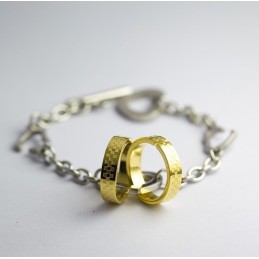 Gouden Dubbele Cirkel Titanium Armband