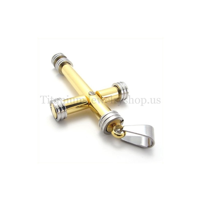 Gouden Mode Cilindrische Titanium Kruishanger