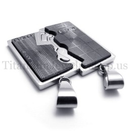 Zwarte, Tweelaagse, In Elkaar Grijpende Lovers Titanium Hanger