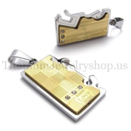 Gouden, Tweelaagse, In Elkaar Grijpende Liefhebbers Titanium Hanger