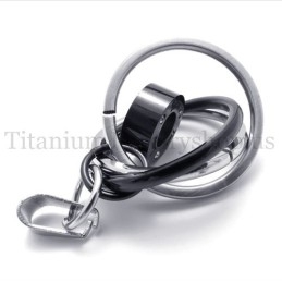 Zwarte Multi-Ring Gegraveerd Met "Take Time Love" Titanium Hanger