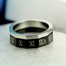 Fijne Romeinse Cijfers Titanium Herenring