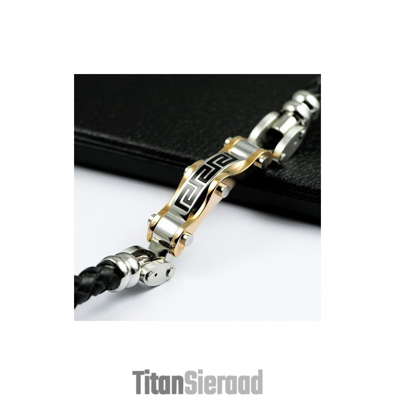 Wandkaart Titanium Leren Armband Wandkaart Titanium Leren Armband
