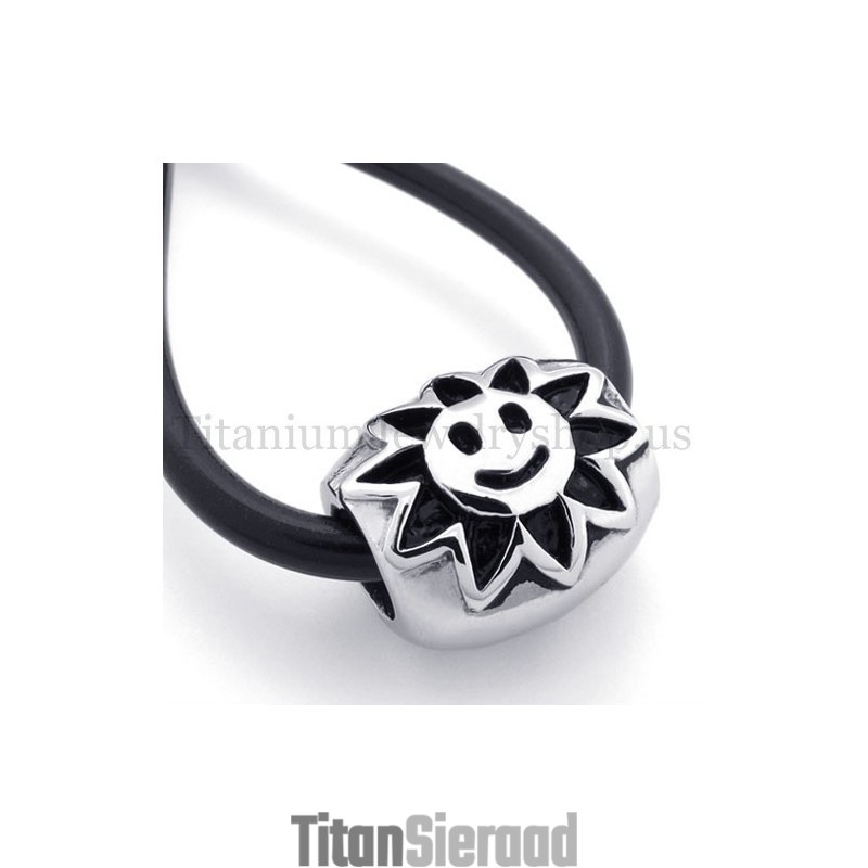 Ellipsvormige Titanium Hanger Met Zonnebloemvormige Gelukskraal Ellipsvormige Titanium Hanger Met Zonnebloemvormige Gelukskraal
