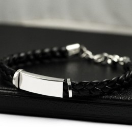 Fijne Editie Titanium Leren Armband