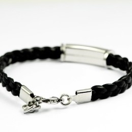 Fijne Editie Titanium Leren Armband