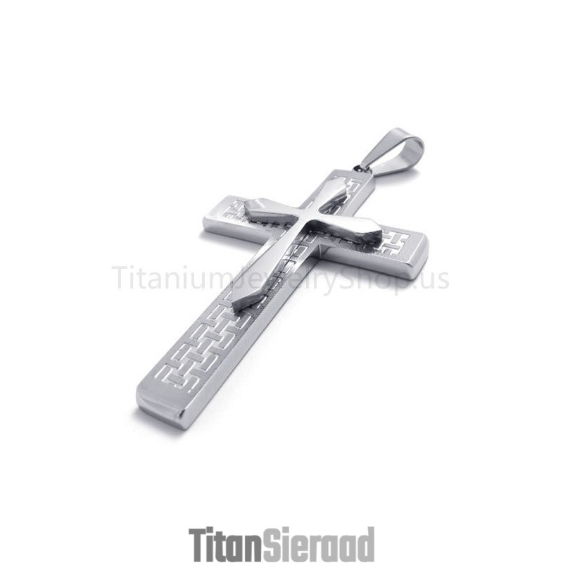 Nieuwe Tweelaagse Zilveren Kruistitanium Hanger