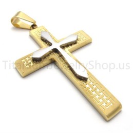 Nieuwe Tweelaagse Gouden Kruis Titanium Hanger