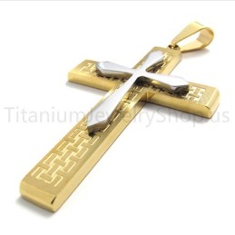 Nieuwe Tweelaagse Gouden Kruis Titanium Hanger