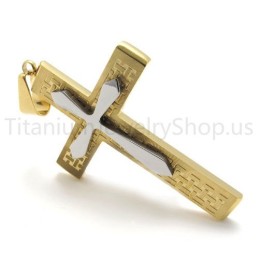 Nieuwe Tweelaagse Gouden Kruis Titanium Hanger