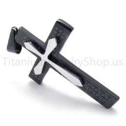 Nieuwe Tweelaagse Zwarte Kruistitanium Hanger