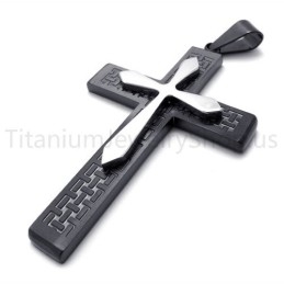 Nieuwe Tweelaagse Zwarte Kruistitanium Hanger