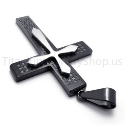 Nieuwe Tweelaagse Zwarte Kruistitanium Hanger