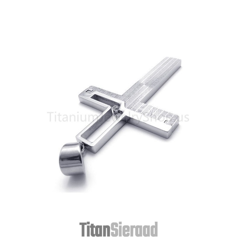 Nieuwe Zilveren Uitgeholde Kruis Titanium Hanger Nieuwe Zilveren Uitgeholde Kruis Titanium Hanger