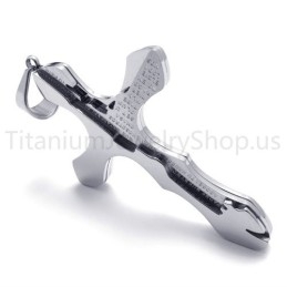 Nieuwe Zilveren Gegraveerde Letters Kruis Titanium Hanger