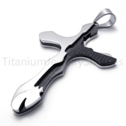Nieuwe Duotone Carving Letters Cross Titanium Hanger