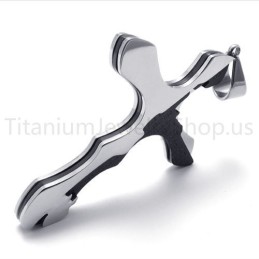 Nieuwe Duotone Carving Letters Cross Titanium Hanger