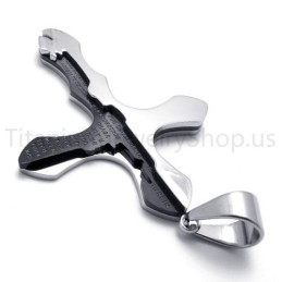 Nieuwe Duotone Carving Letters Cross Titanium Hanger