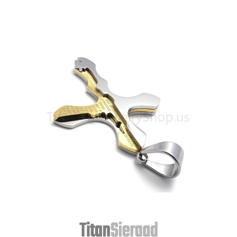 Nieuwe Gouden Gesneden Letters Kruis Titanium Hanger Nieuwe Gouden Gesneden Letters Kruis Titanium Hanger