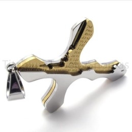 Nieuwe Gouden Gesneden Letters Kruis Titanium Hanger