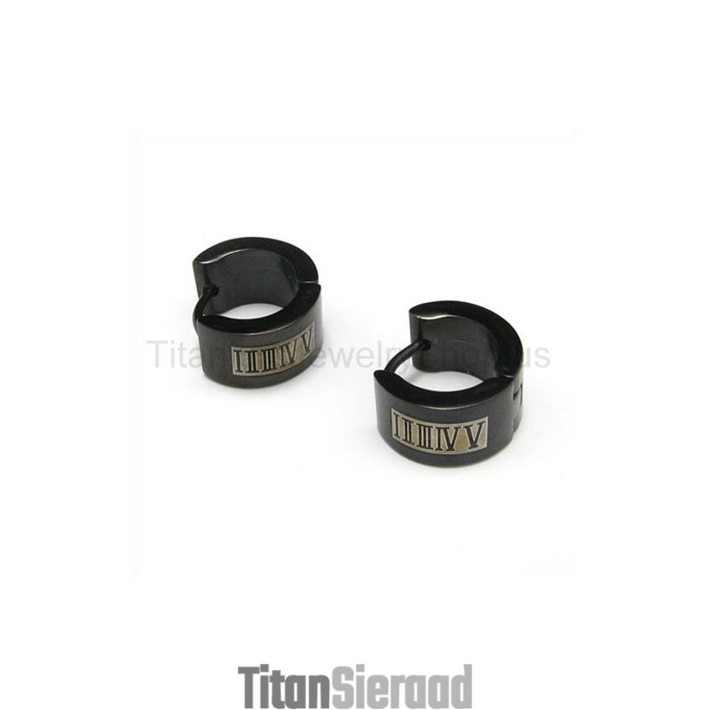 Romeinse Cijfers Titanium Oorbellen